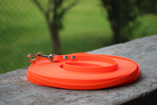 Long hunting leash 10 m, width 1.2 cm, thickness 2.5 mm, without handle